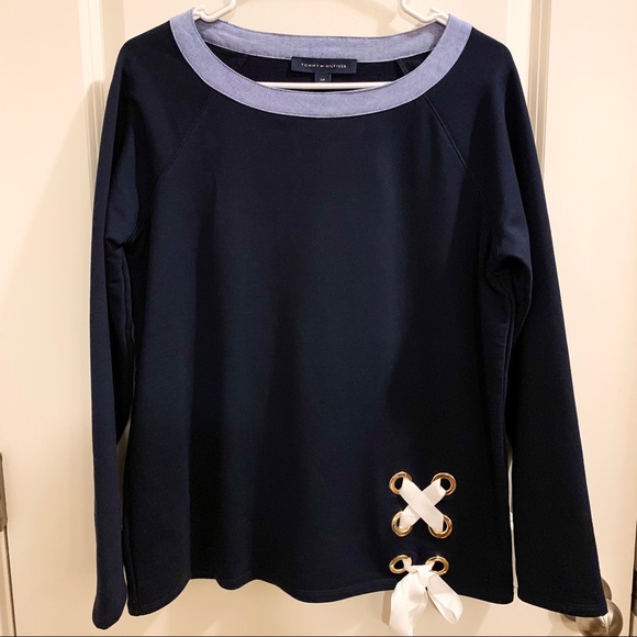 Tommy Hilfiger Long Sleeve Tee with Tie Side - Picture 1 of 6